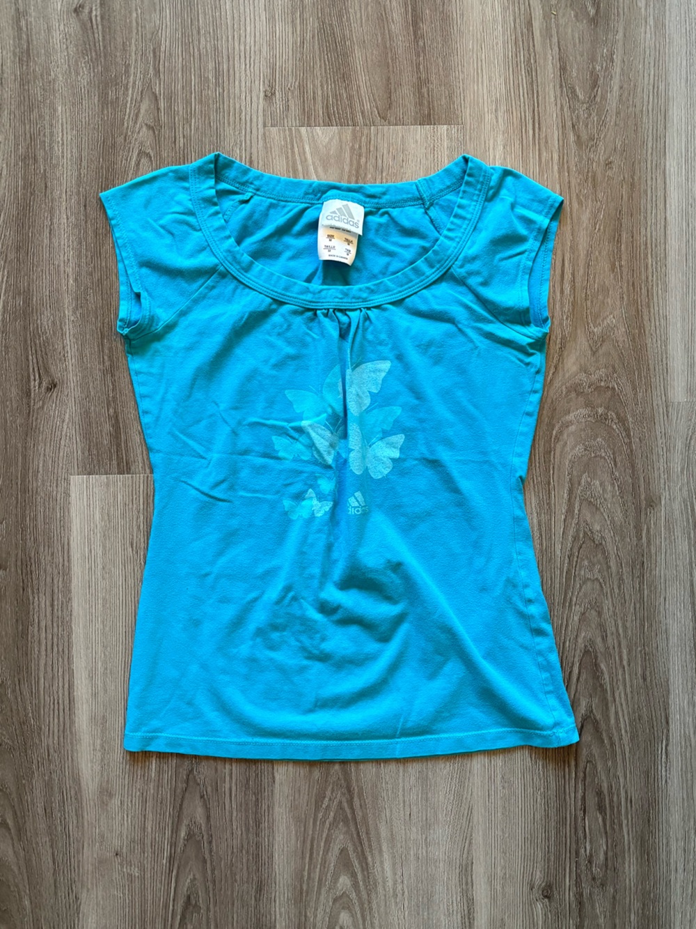 Y2K Sliver Tag adidas Women’s Turquoise Floral Short Sleeve Tee
